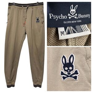 Psycho Bunny Men’s Khaki Jogger Pants Size M | Luxe Athleisure Streetwear
